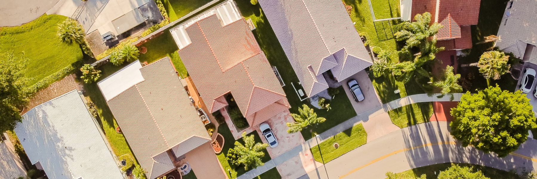 Aerial view of a residential neighborhood in Deerfield Beach